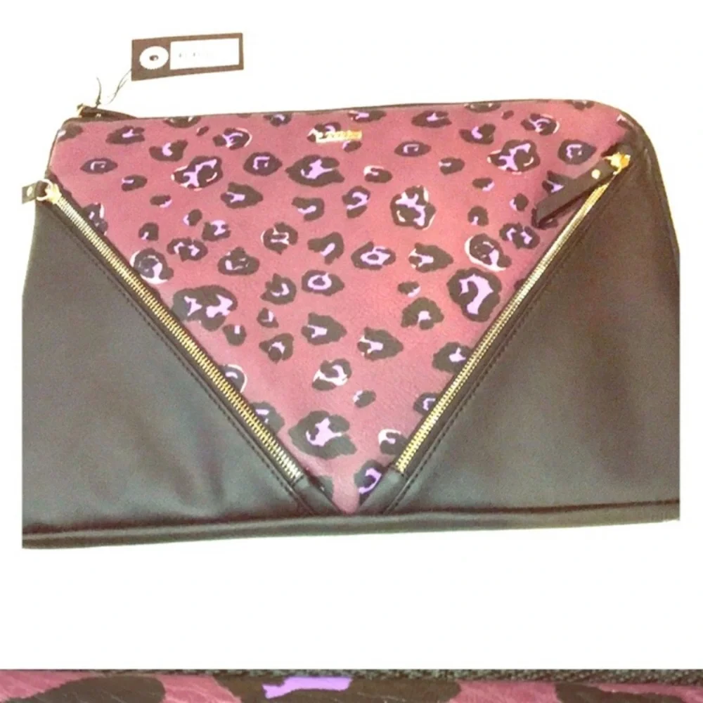 Cotton On leopard print laptop bag purple 15 inch